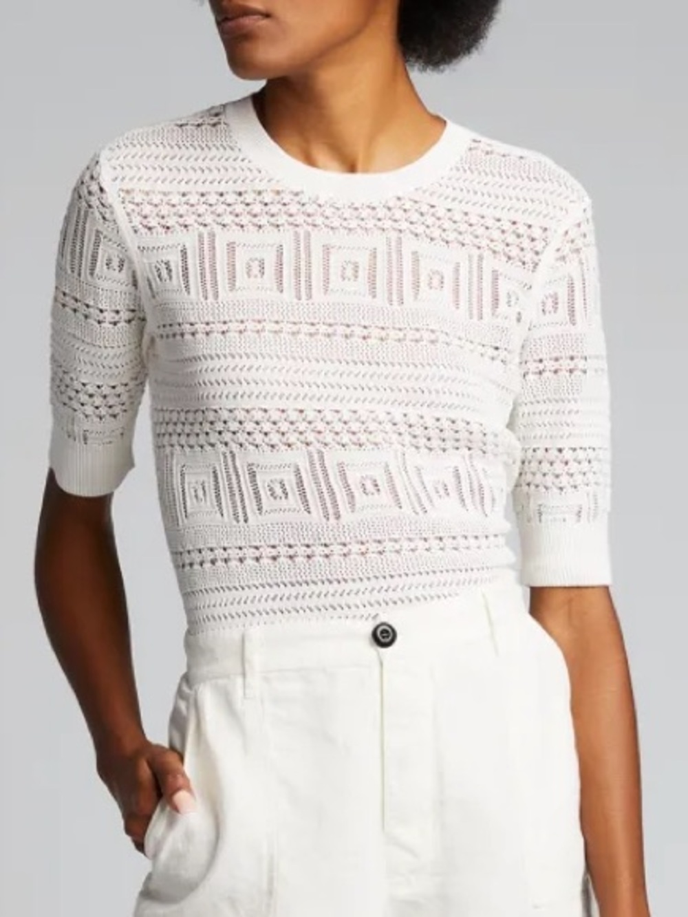 Frame 70s Crocheted Open-Knit Sweater